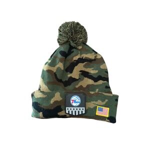 PHILADELPHIA 76ers Men's Camo Fleece-Lined Hat Cuffed Knit Winter Pom Beanie